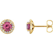 Lab-Grown Gemstone and Natural Diamond Halo Earrings Series 86458