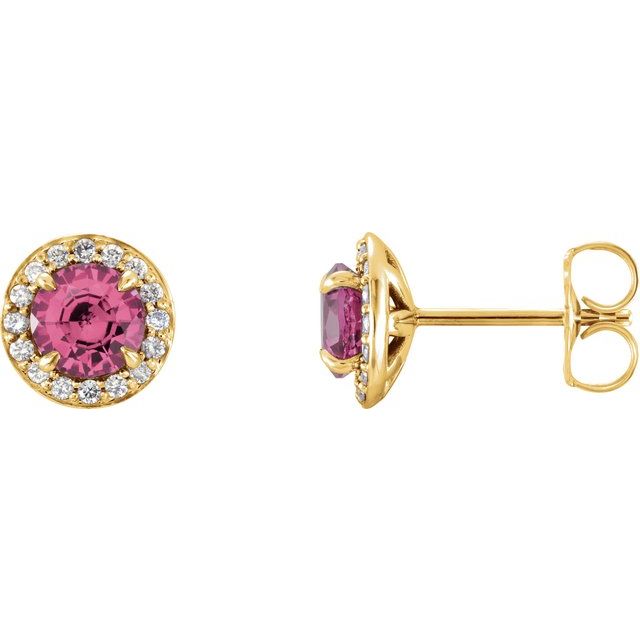 Lab-Grown Gemstone and Natural Diamond Halo Earrings Series 86458