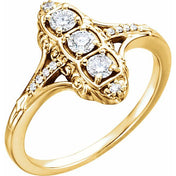 14K Yellow 1/3 CTW Natural Diamond Vintage-Inspired Ring