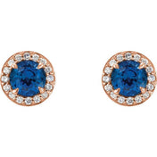 14K Rose 5 mm Lab-Grown Blue Sapphire & 1/8 CTW Natural Diamond Earrings