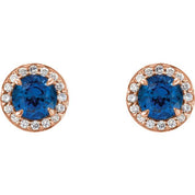 14K Rose 5 mm Lab-Grown Blue Sapphire & 1/8 CTW Natural Diamond Earrings