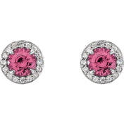 Lab-Grown Gemstone and Natural Diamond Halo Earrings Series 86458