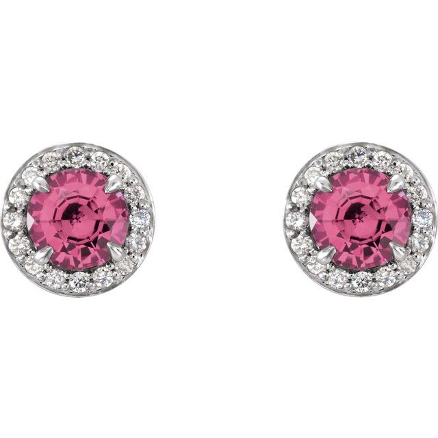 Lab-Grown Gemstone and Natural Diamond Halo Earrings Series 86458