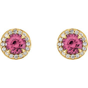 Lab-Grown Gemstone and Natural Diamond Halo Earrings Series 86458