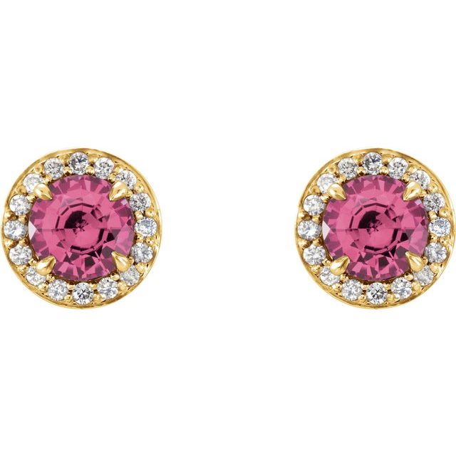Lab-Grown Gemstone and Natural Diamond Halo Earrings Series 86458