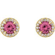 Lab-Grown Gemstone and Natural Diamond Halo Earrings Series 86458