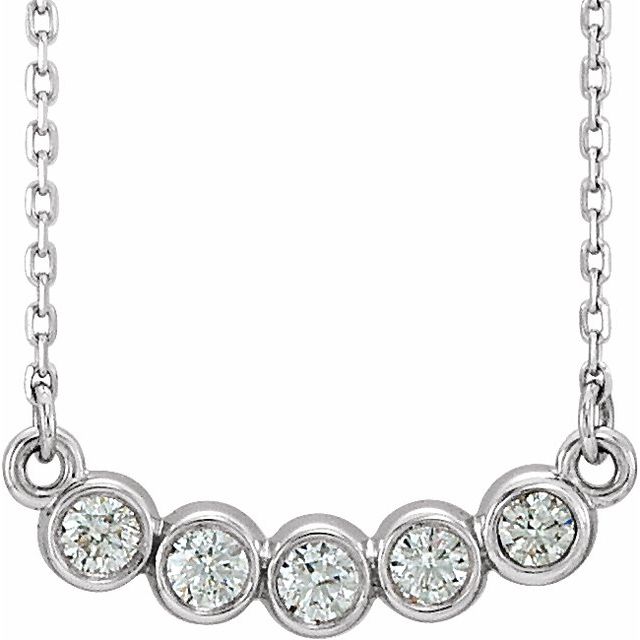 14K Lab-Grown Diamond Bar Necklace 16-18" with 1/3 CTW and .07 CTW Options
