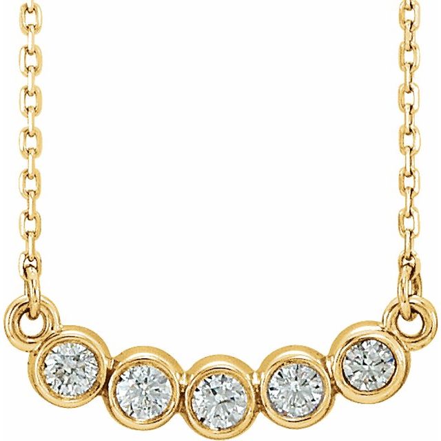 14K Lab-Grown Diamond Bar Necklace 16-18" with 1/3 CTW and .07 CTW Options
