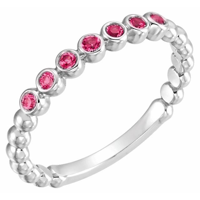 14K White Lab-Grown Ruby Stackable Ring