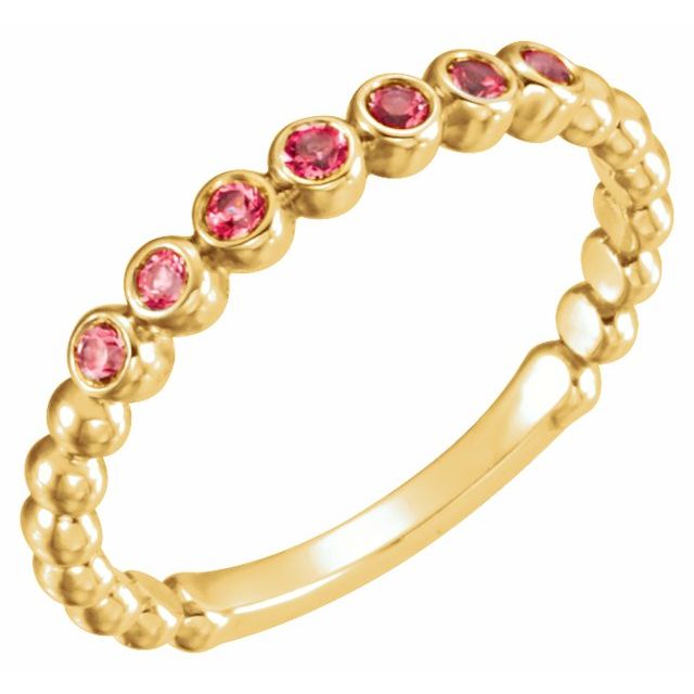 14K Yellow Lab-Grown Ruby Stackable Ring