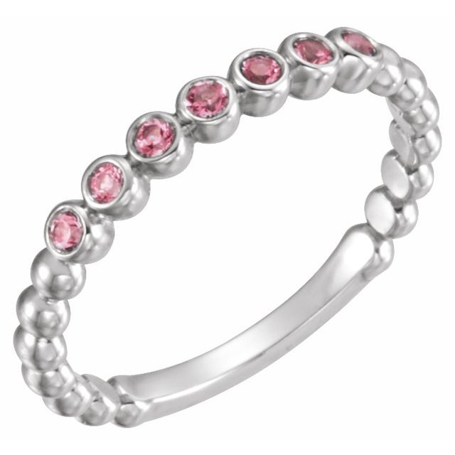Sterling Silver Natural Pink Tourmaline Stackable Ring