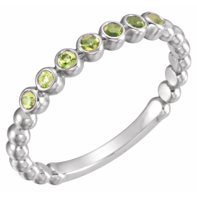Sterling Silver Natural Peridot Stackable Ring