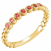 14K Yellow Natural Mozambique Garnet Stackable Ring