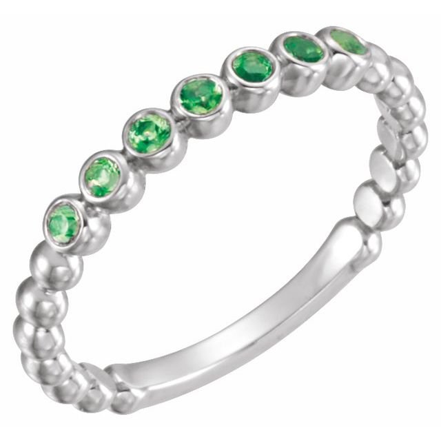 Sterling Silver Lab-Grown Emerald Stackable Ring