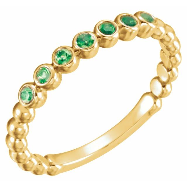 14K Yellow Lab-Grown Emerald Stackable Ring