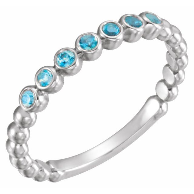 Sterling Silver Natural Blue Zircon Stackable Ring