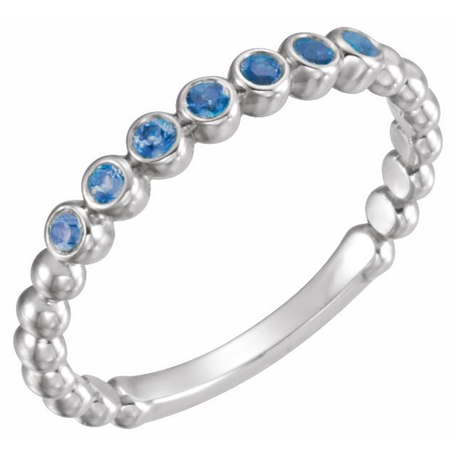 Platinum Natural Blue Sapphire Stackable Ring