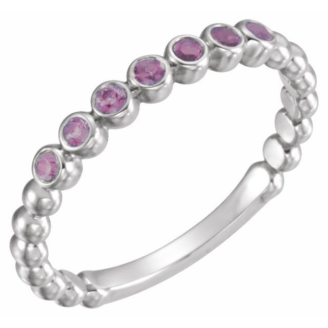 Sterling Silver Natural Amethyst Stackable Ring