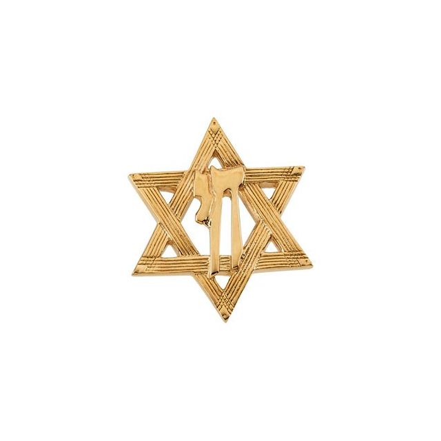 10K Yellow Star of David Chai Lapel Pin