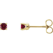 14K Yellow Imitation Mozambique Garnet Youth Earrings