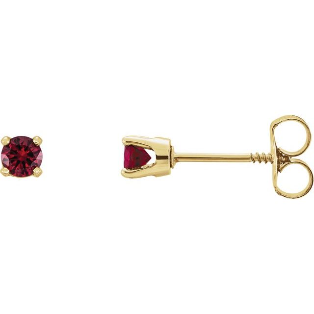 14K Yellow Imitation Mozambique Garnet Youth Earrings
