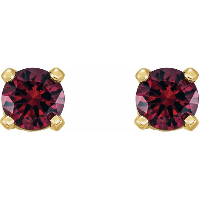 14K Yellow Imitation Mozambique Garnet Youth Earrings