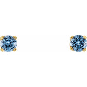 14K Yellow Imitation Aquamarine Youth Earrings