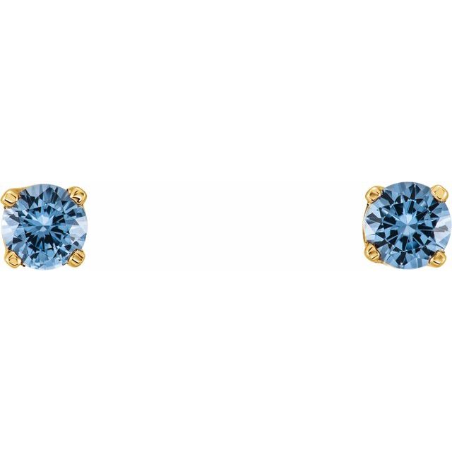 14K Yellow Imitation Aquamarine Youth Earrings