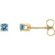 14K Yellow Imitation Aquamarine Youth Earrings