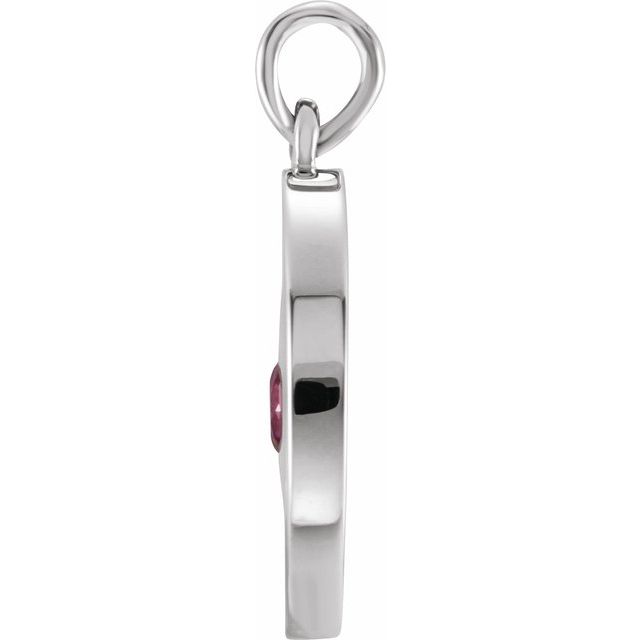 Sterling Silver Natural Ruby Disc Pendant