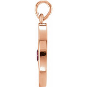 14K Rose Natural Ruby Disc Pendant