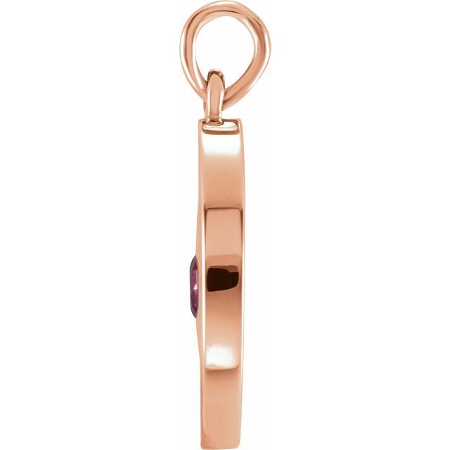 14K Rose Natural Ruby Disc Pendant