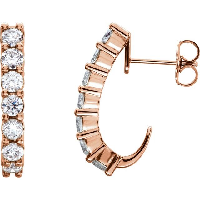 4 CTW Lab-Grown Diamond J-Hoop Earrings