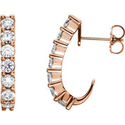 14K Rose 1 1/4 CTW Lab-Grown Diamond J-Hoop Earrings