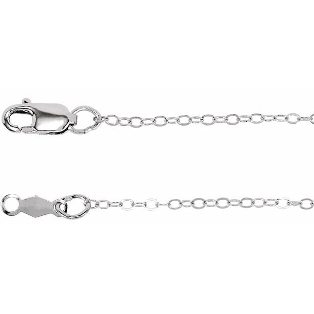14K White 1.3 mm Flat Cable 16" Chain
