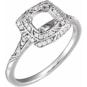 14K White 5.8 mm Round 1/5 CTW Natural Diamond Semi-Set Engagement Ring
