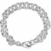 Sterling Silver 9 mm Double Link Cable 7 1/2" Chain