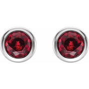 14K White Lab-Grown Ruby Bezel-Set Earrings