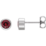 14K White Natural Ruby Bezel-Set Earrings