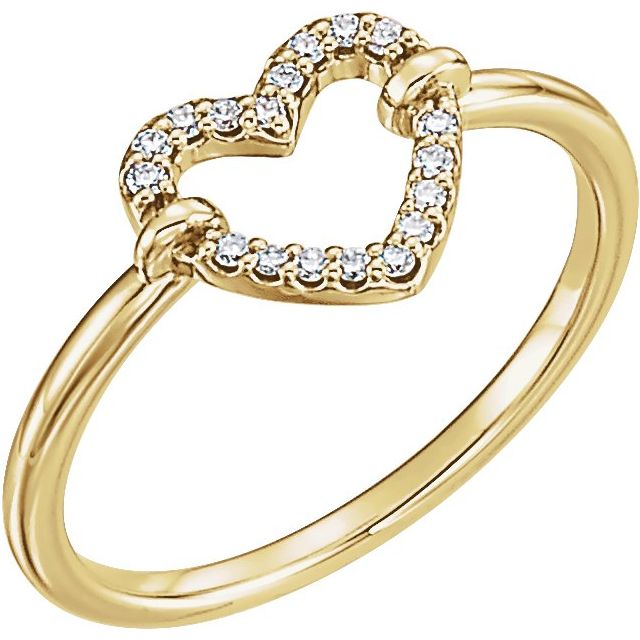 14K Yellow Gold .07 CTW Natural Diamond Heart Ring - Stylish Elegance