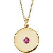 14K Yellow Natural Ruby Disc 16-18" Necklace