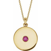 14K Yellow Natural Ruby Disc 16-18" Necklace