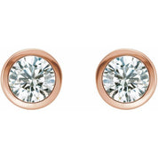 14K Rose 1 CTW Natural Diamond Bezel-Set Earrings