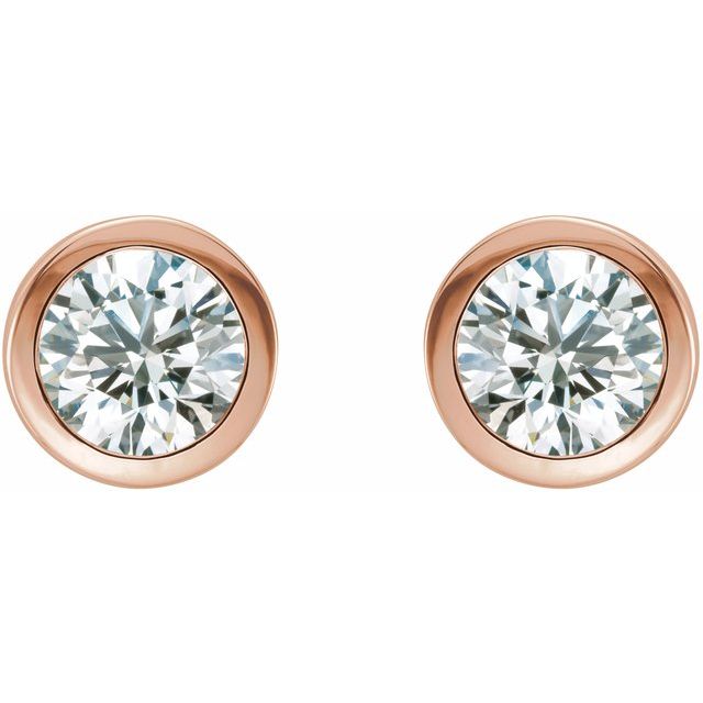 14K Rose 1 CTW Natural Diamond Bezel-Set Earrings