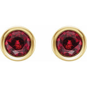 14K Yellow Lab-Grown Ruby Bezel-Set Earrings