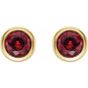 14K Yellow Natural Ruby Bezel-Set Earrings