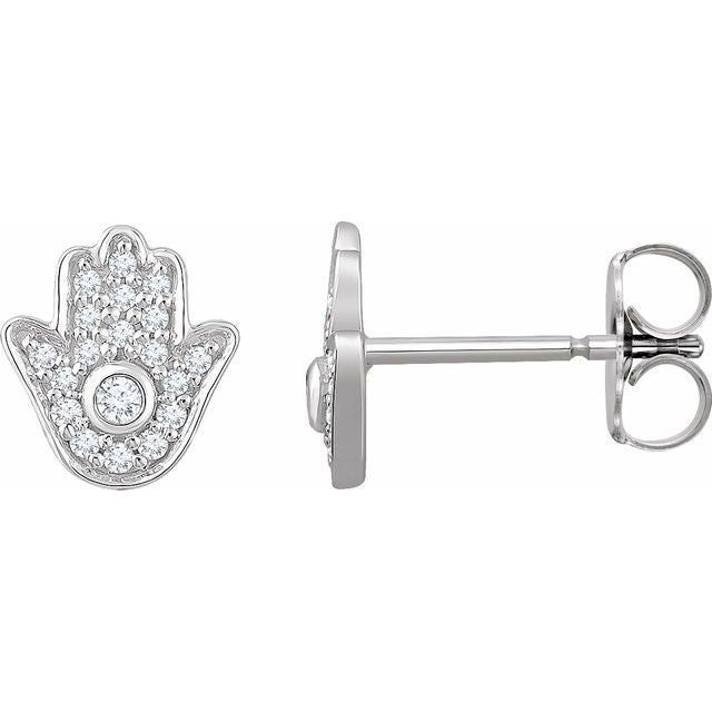 14K White 1/5 CTW Natural Diamond Hamsa Earrings - Elegant Jewelry by Brand Name