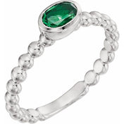 Sterling Silver Natural Emerald Family Stackable Ring