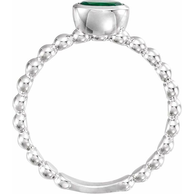 Sterling Silver Lab-Grown Emerald Family Stackable Ring