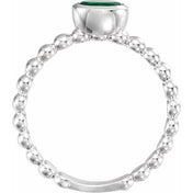 14K White Lab-Grown Emerald Family Stackable Ring
